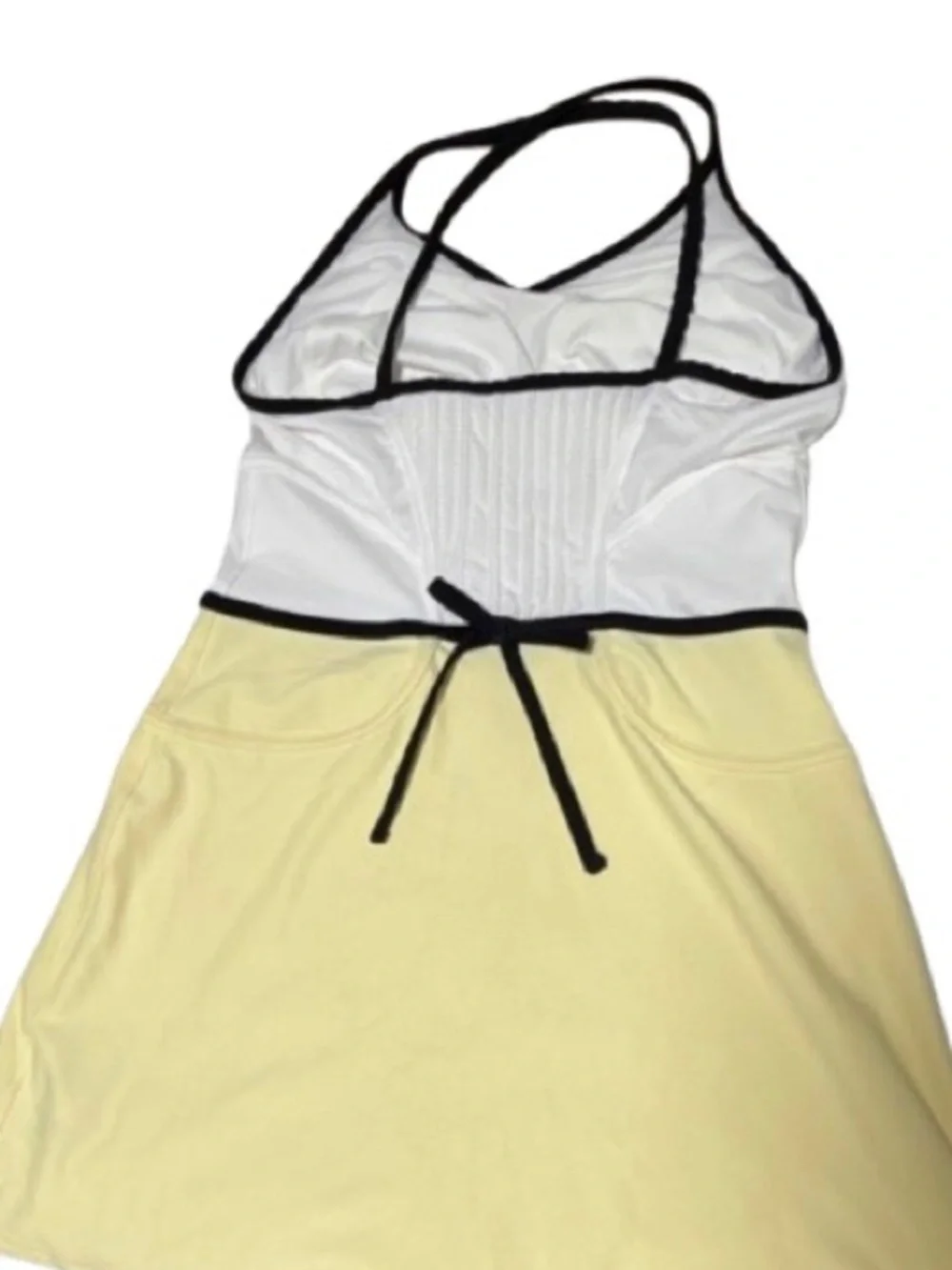 NIKE MARIA SHARAPOVA white Yellow Black piping corset back Tennis Dress SMALL